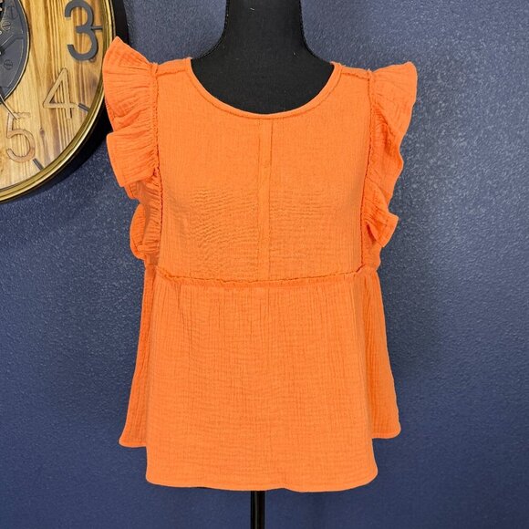 NWT Gauzy Papaya Babydoll Top, Medium - Picture 1 of 9